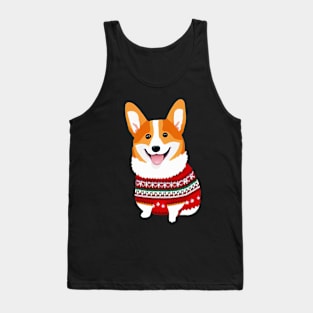 Corgi with Christmas Sweater Tank Top